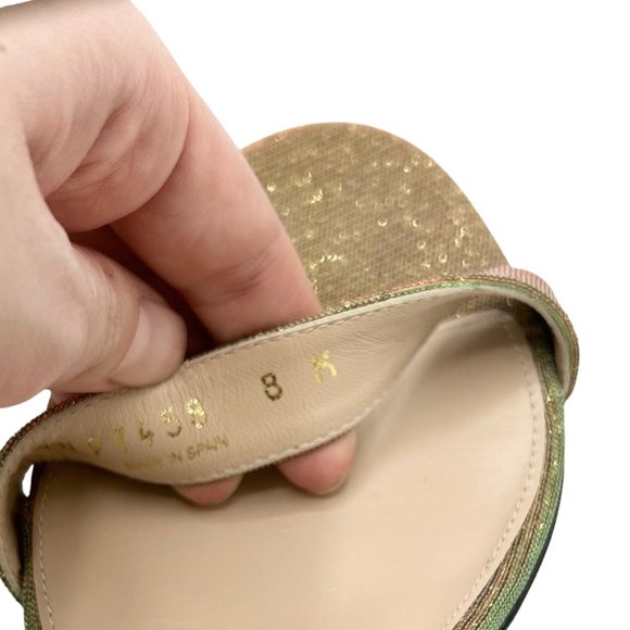 Stuart Weitzman Nearlynude Gold Glitter Heeled Sandals - Picture 10 of 11